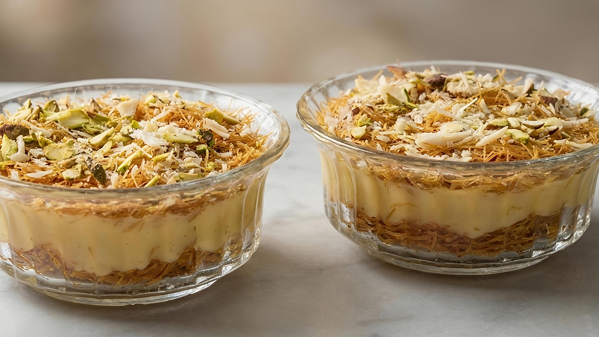 Easy No-Bake Kunafa Recipe | Crispy & Creamy Arabian Dessert